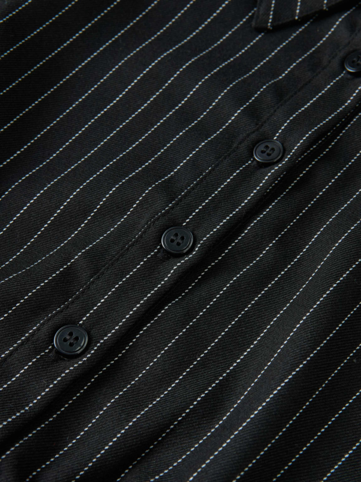 Smocked Detail Pinstripe Blouse - Black Pinstripe