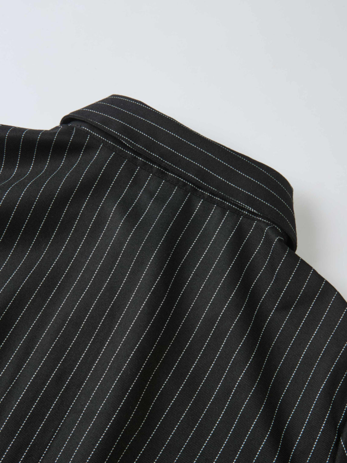 Smocked Detail Pinstripe Blouse - Black Pinstripe