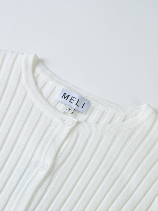 Lightweight Ribbed Cardigan 20" - Cream