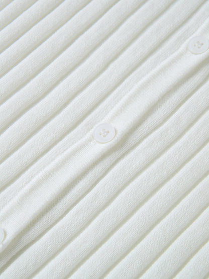 Lightweight Ribbed Cardigan 20" - Cream