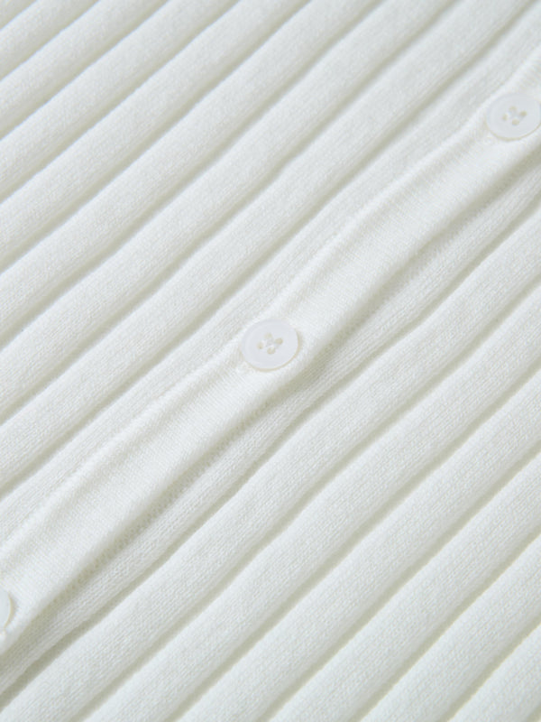 Lightweight Ribbed Cardigan 20" - Cream