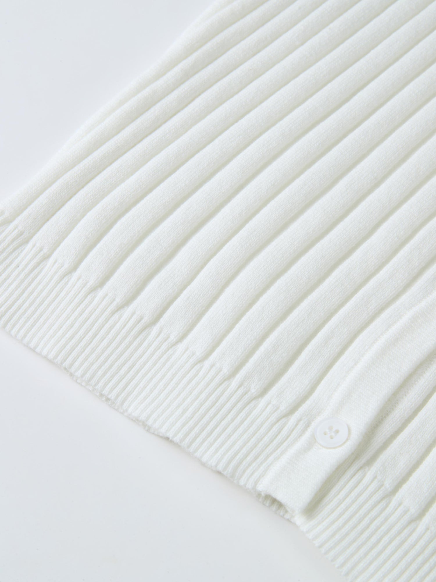 Lightweight Ribbed Cardigan 20" - Cream