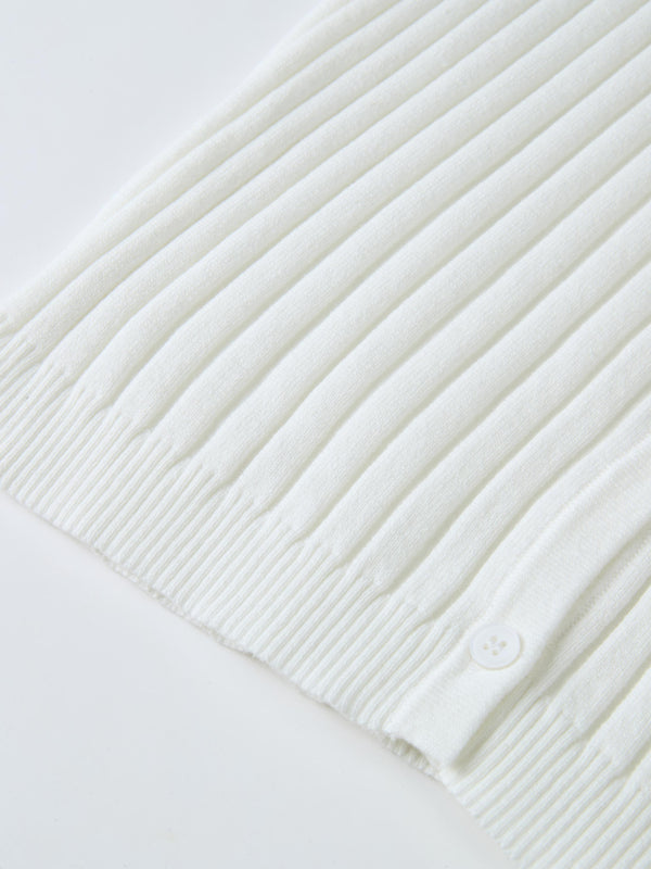 Lightweight Ribbed Cardigan 20" - Cream