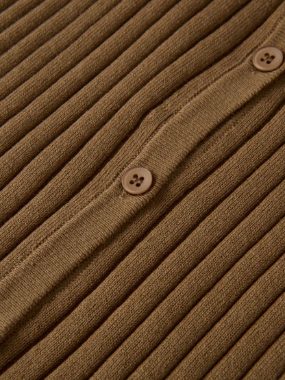 Lightweight Ribbed Cardigan 20" - Camel
