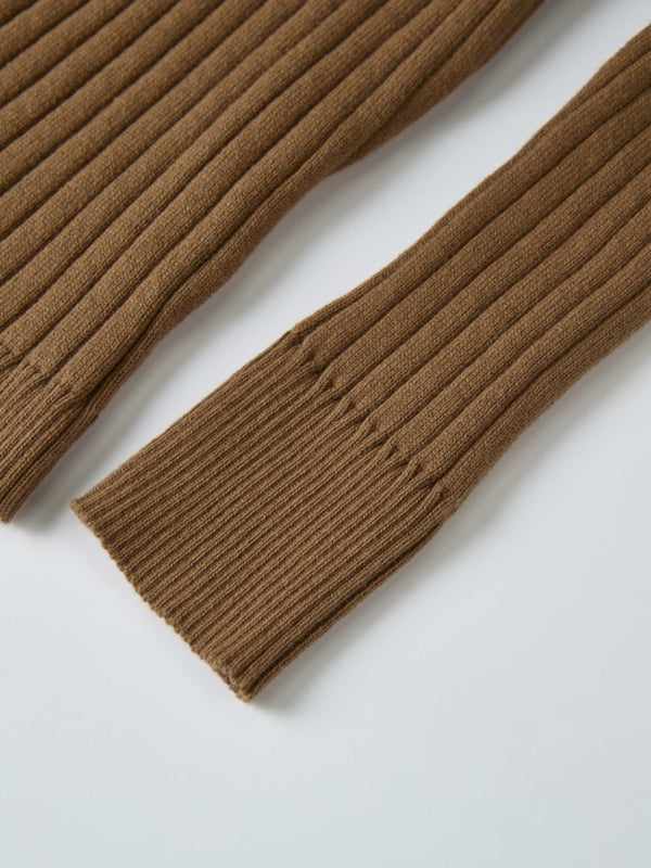 Lightweight Ribbed Cardigan 20" - Camel