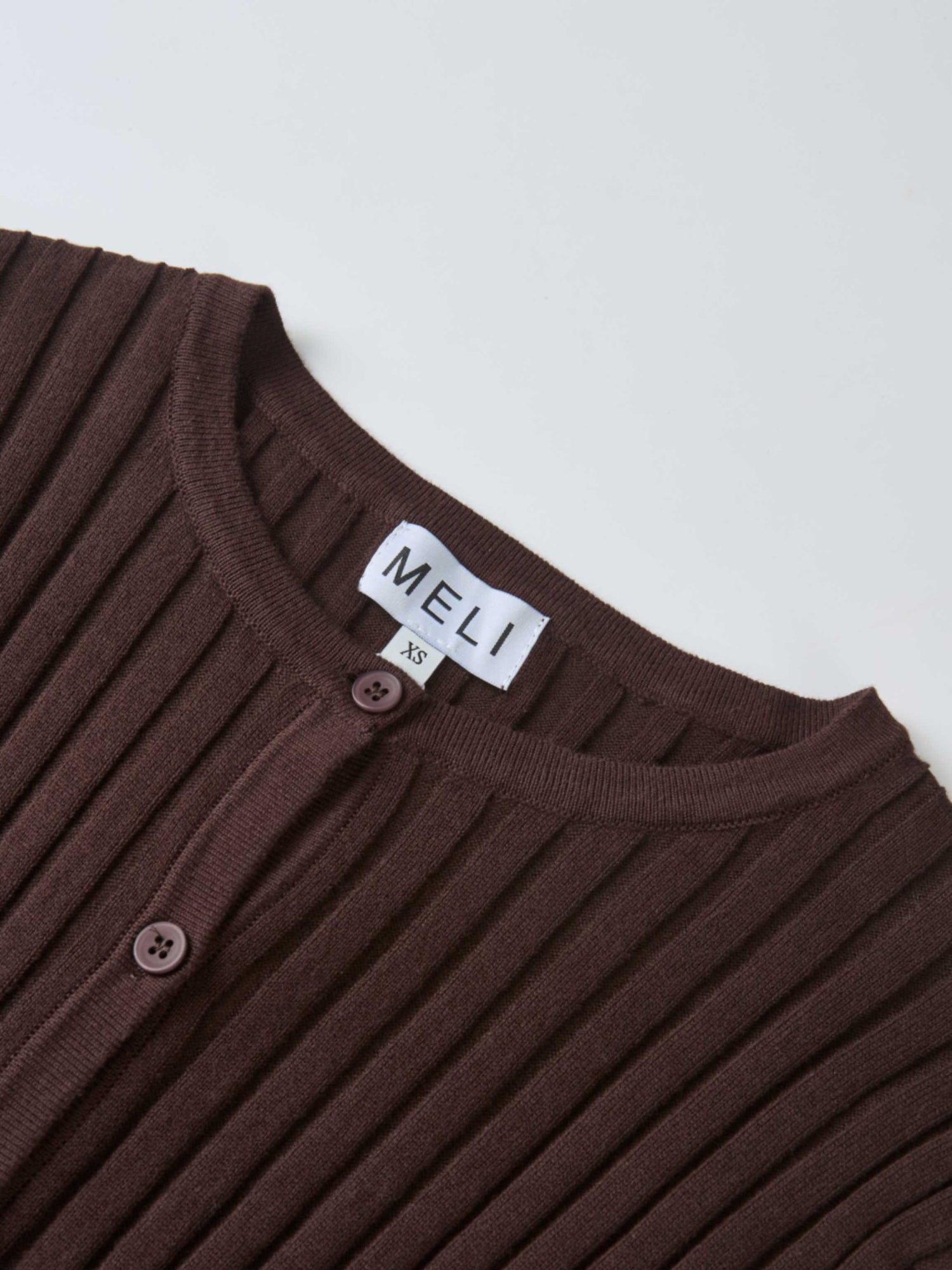 Lightweight Ribbed Cardigan 20" - Brown