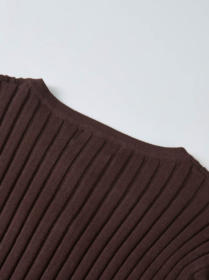Lightweight Ribbed Cardigan 20" - Brown