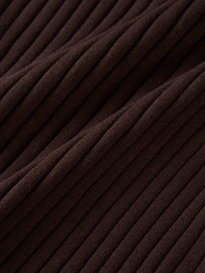 Lightweight Ribbed Cardigan 20" - Brown