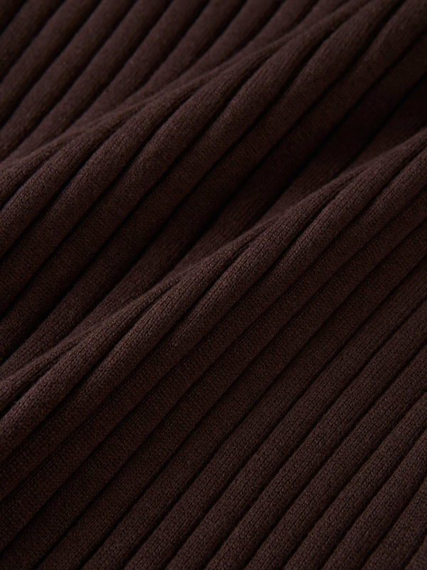 Lightweight Ribbed Cardigan 20" - Brown