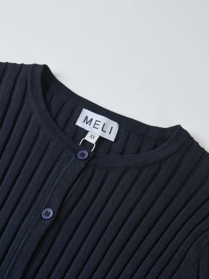 Lightweight Ribbed Cardigan 20"- Navy