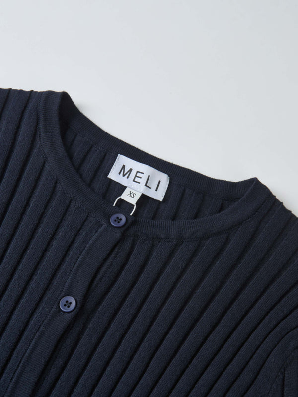 Lightweight Ribbed Cardigan 20"- Navy