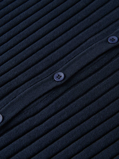 Lightweight Ribbed Cardigan 20"- Navy