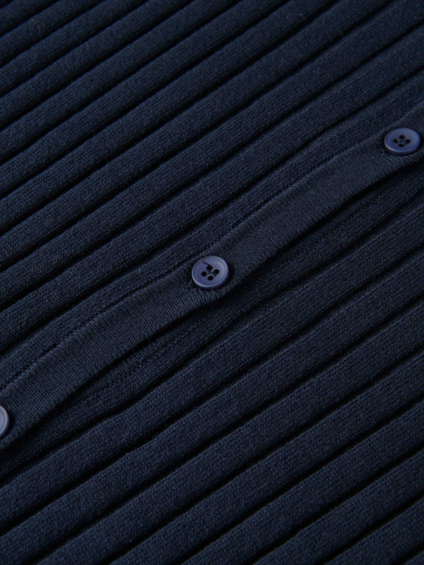 Lightweight Ribbed Cardigan 20"- Navy