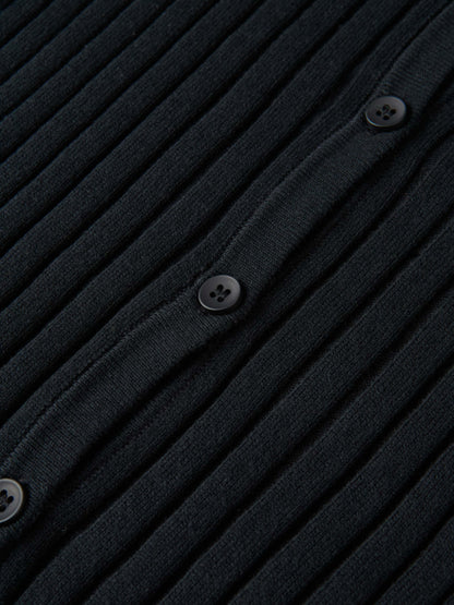 Lightweight Ribbed Cardigan 20" - Black