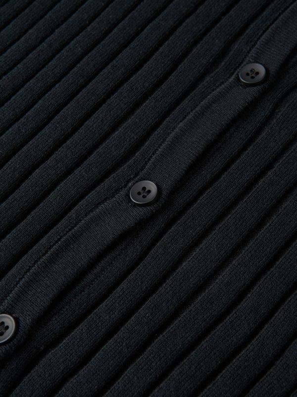 Lightweight Ribbed Cardigan 20" - Black