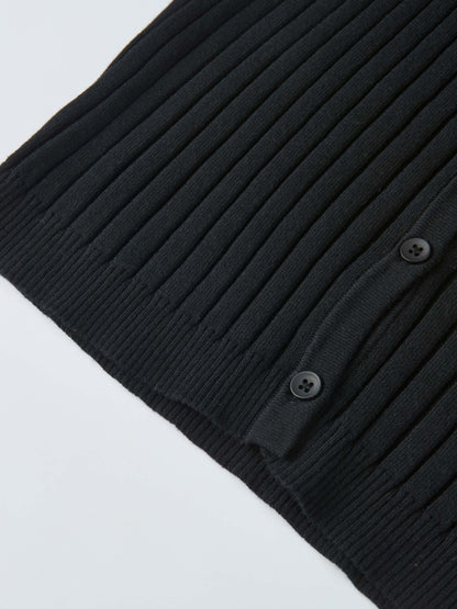 Lightweight Ribbed Cardigan 20" - Black
