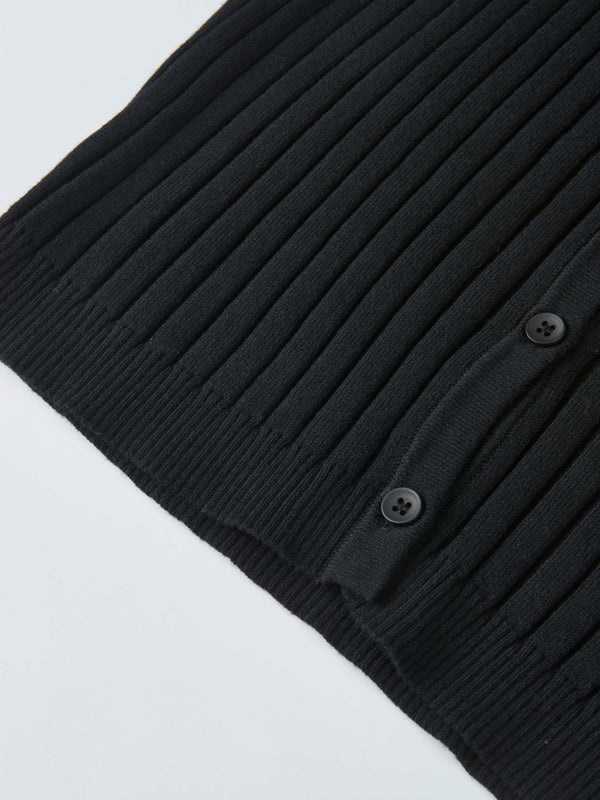 Lightweight Ribbed Cardigan 20" - Black