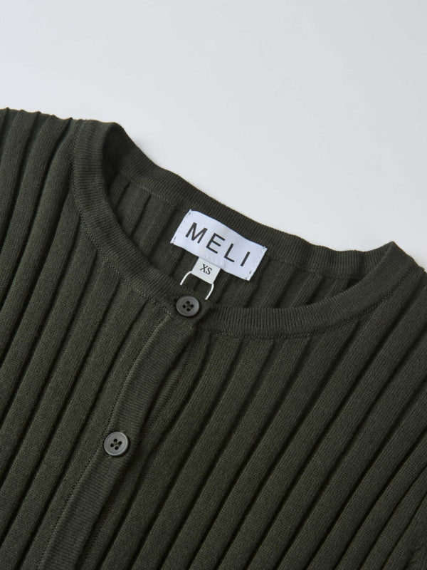 Lightweight Ribbed Cardigan 20" - Green