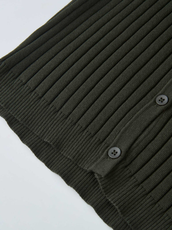 Lightweight Ribbed Cardigan 20" - Green