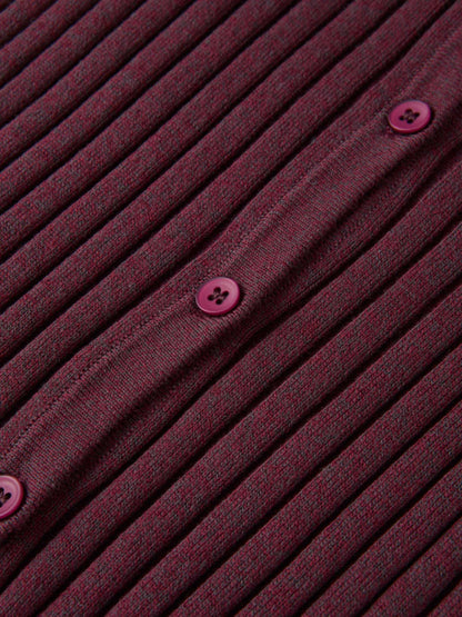 Lightweight Ribbed Cardigan 20"- Burgundy