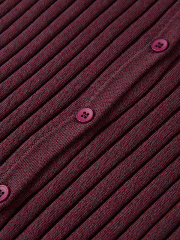 Lightweight Ribbed Cardigan 20"- Burgundy