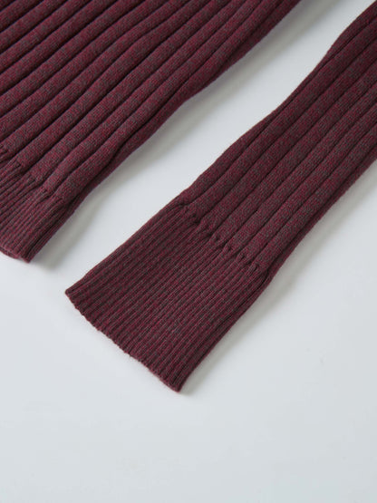Lightweight Ribbed Cardigan 20"- Burgundy