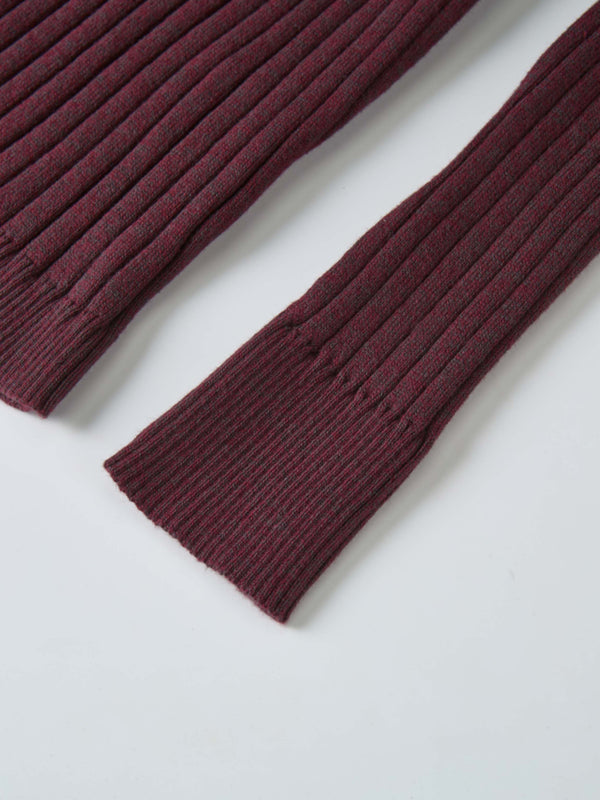 Lightweight Ribbed Cardigan 20"- Burgundy