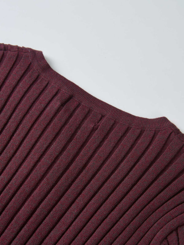 Lightweight Ribbed Cardigan 20"- Burgundy