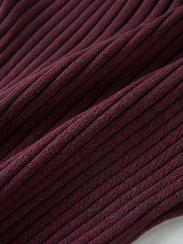 Lightweight Ribbed Cardigan 20"- Burgundy