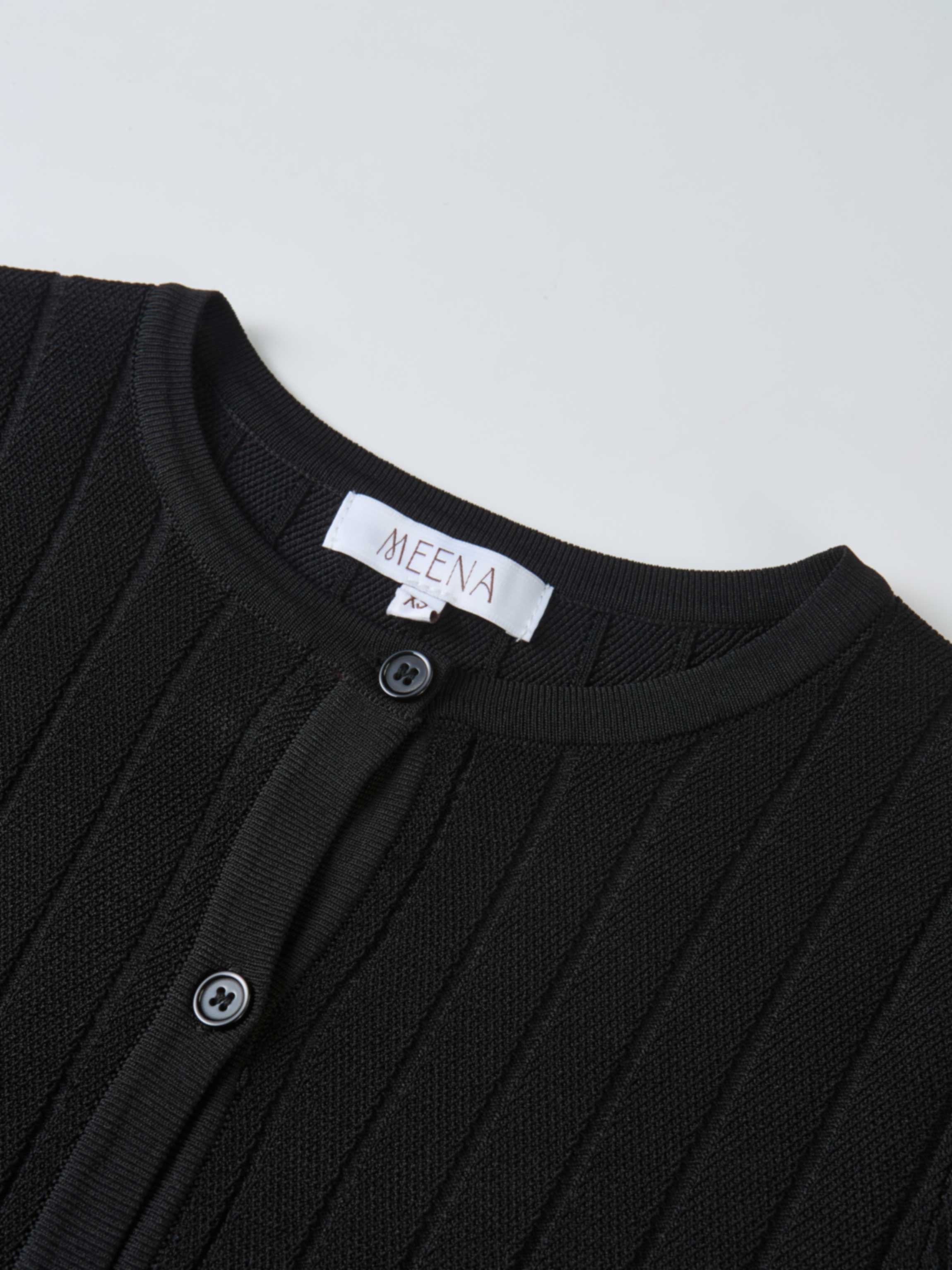 Silk Knit Ribbed Cardigan 20"- Black