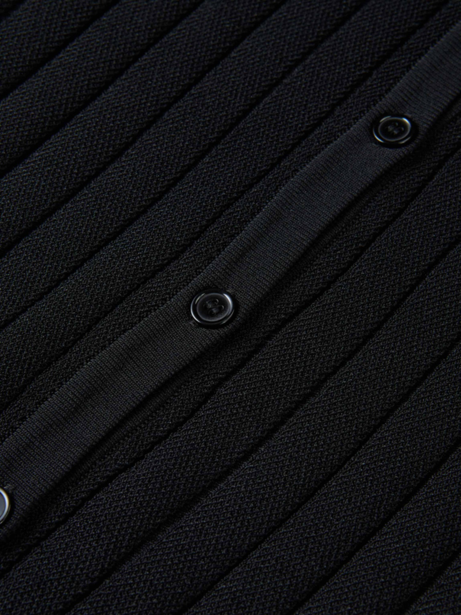 Silk Knit Ribbed Cardigan 20"- Black