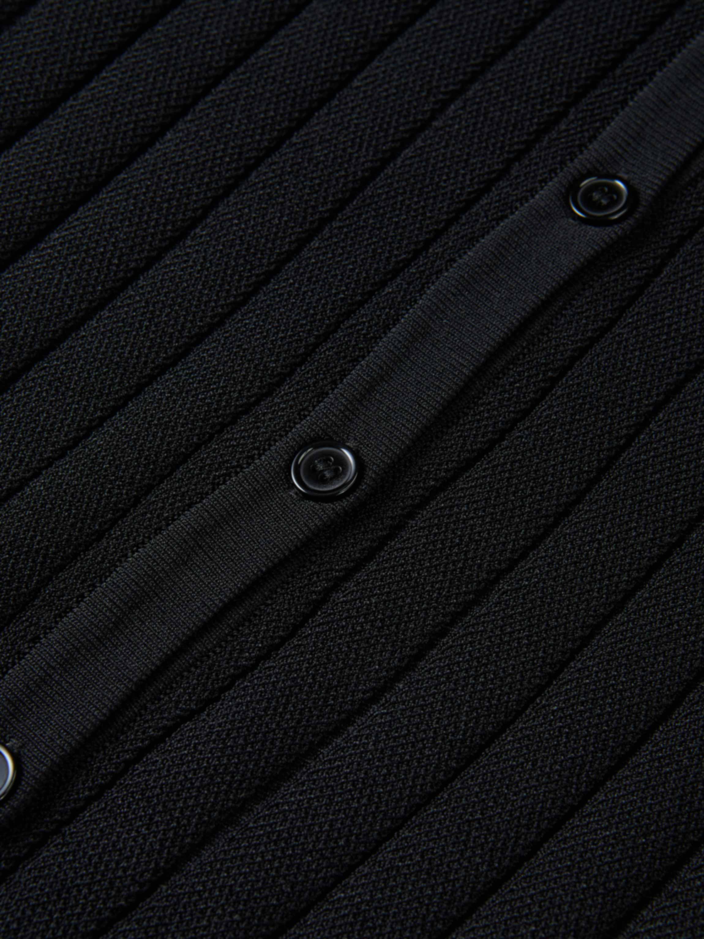 Silk Knit Ribbed Cardigan 20"- Black