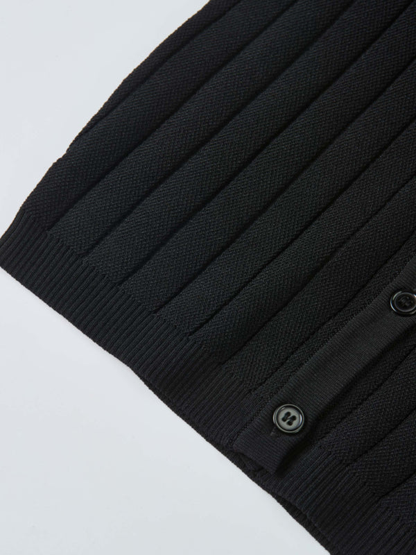 Silk Knit Ribbed Cardigan 20"- Black