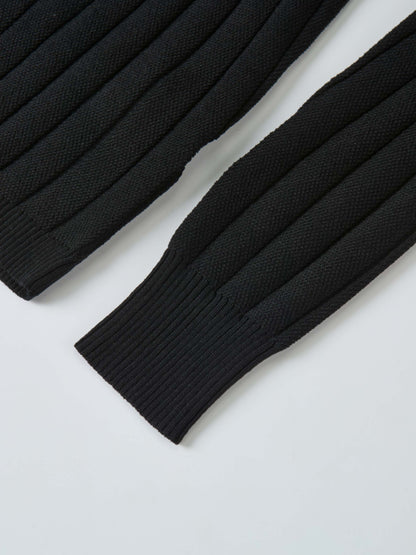 Silk Knit Ribbed Cardigan 20"- Black