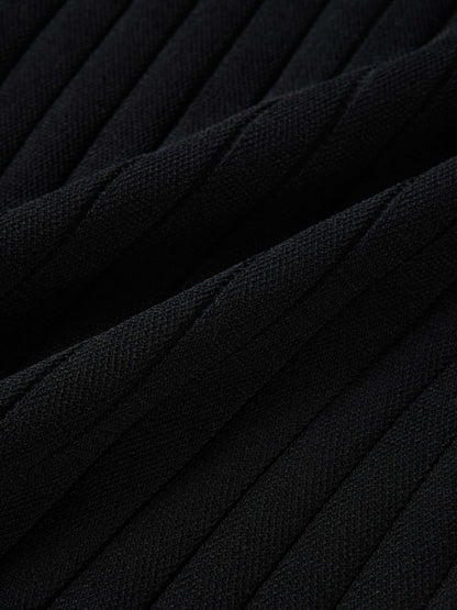 Silk Knit Ribbed Cardigan 20"- Black