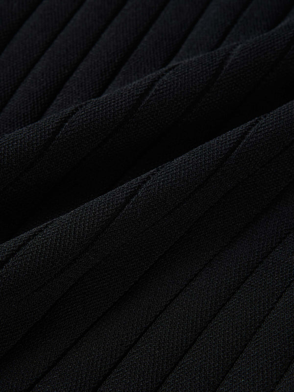 Silk Knit Ribbed Cardigan 20"- Black