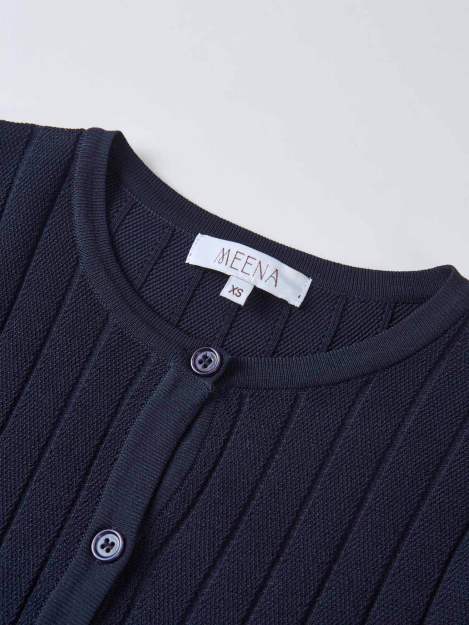 Silk Knit Ribbed Cardigan 20" - Navy