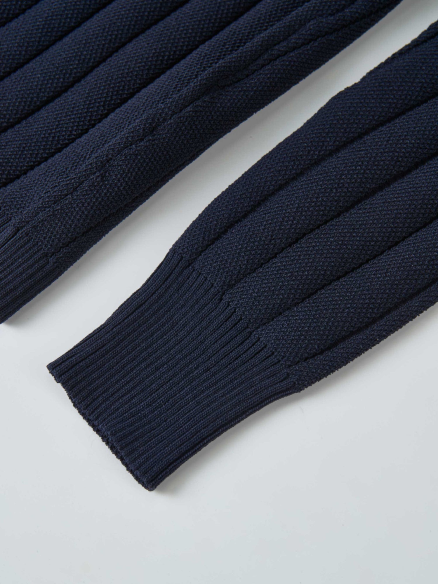 Silk Knit Ribbed Cardigan 20" - Navy