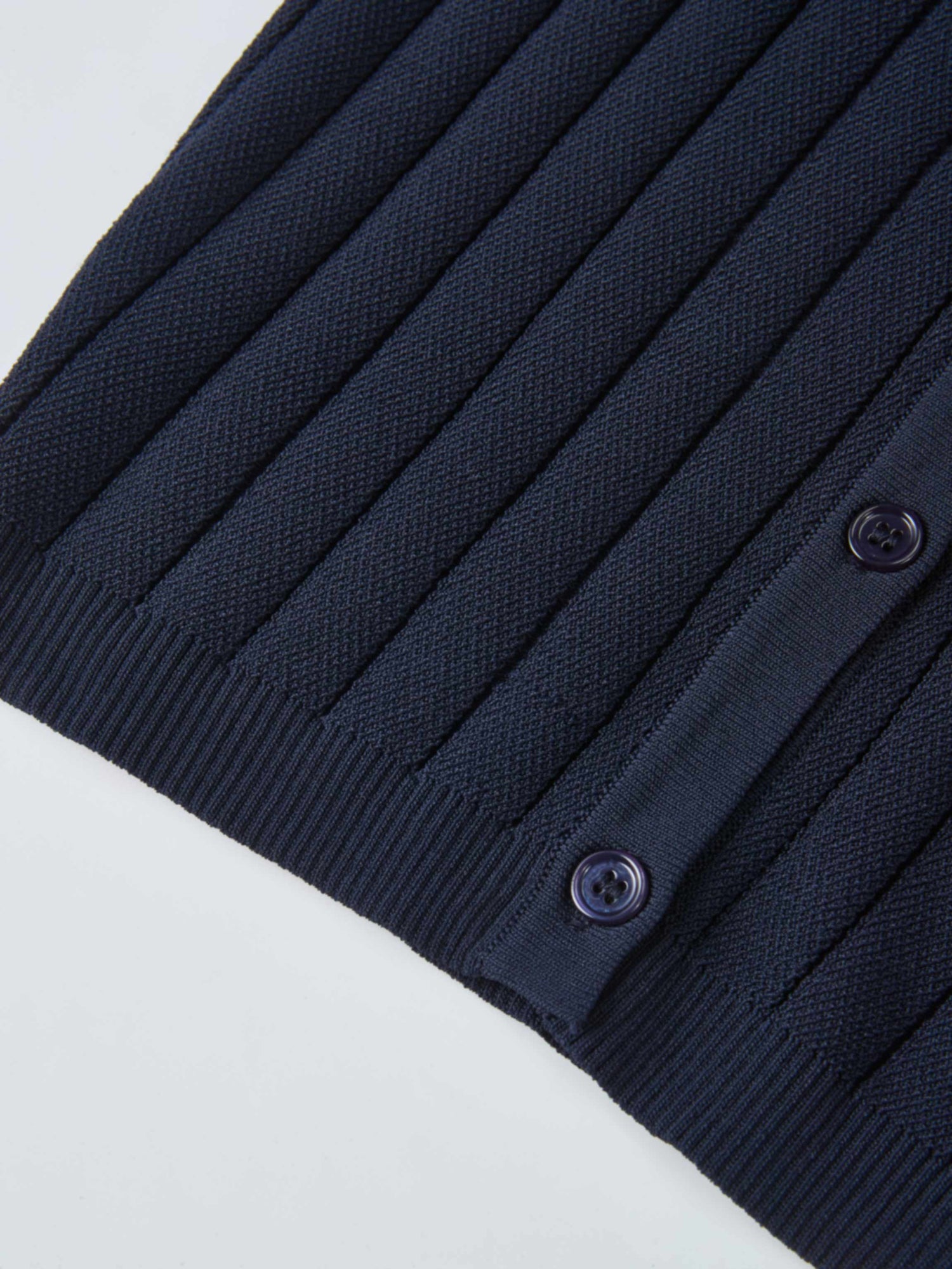 Silk Knit Ribbed Cardigan 20" - Navy