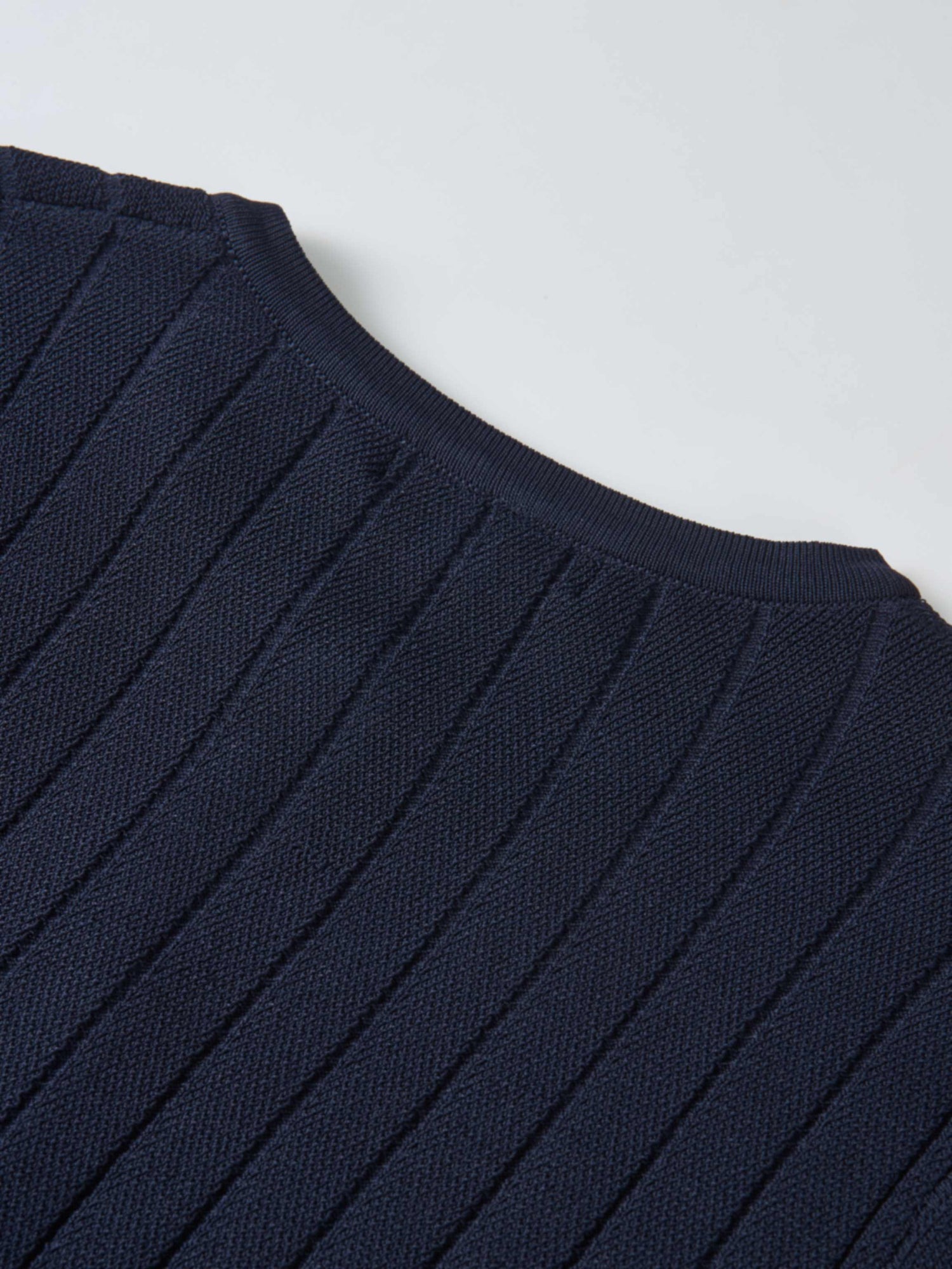 Silk Knit Ribbed Cardigan 20" - Navy