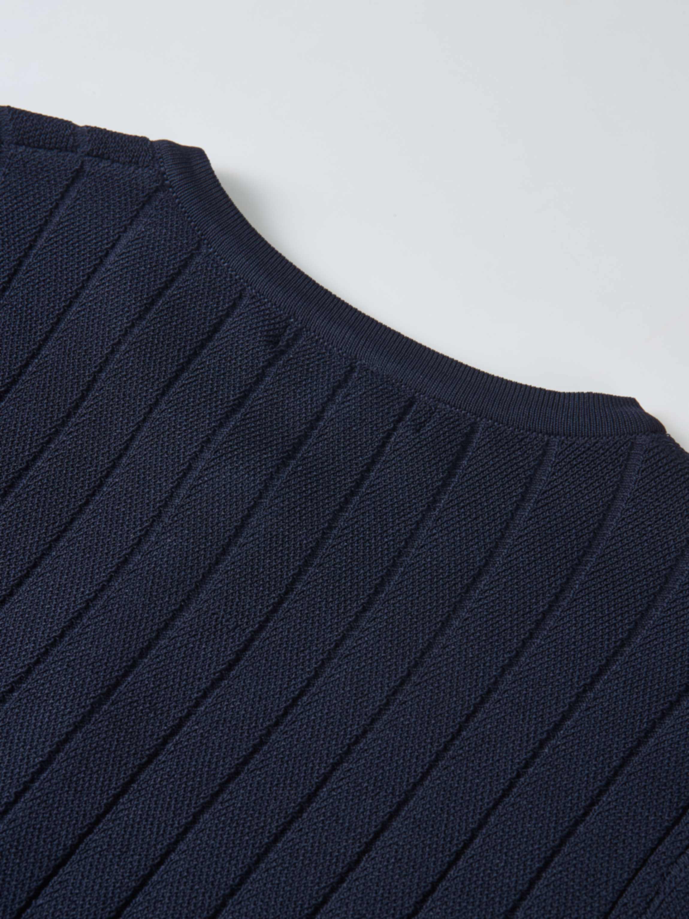 Silk Knit Ribbed Cardigan 20" - Navy