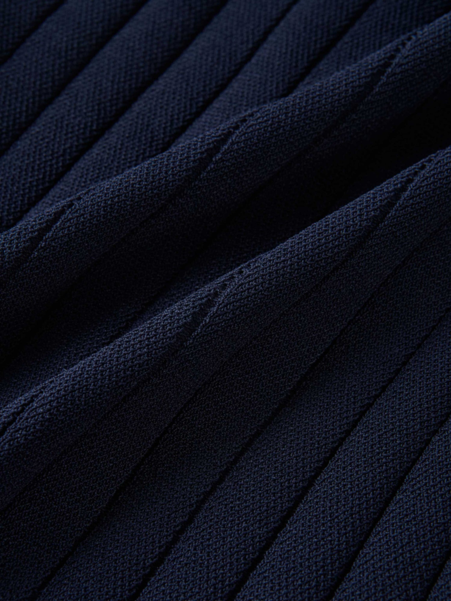 Silk Knit Ribbed Cardigan 20" - Navy