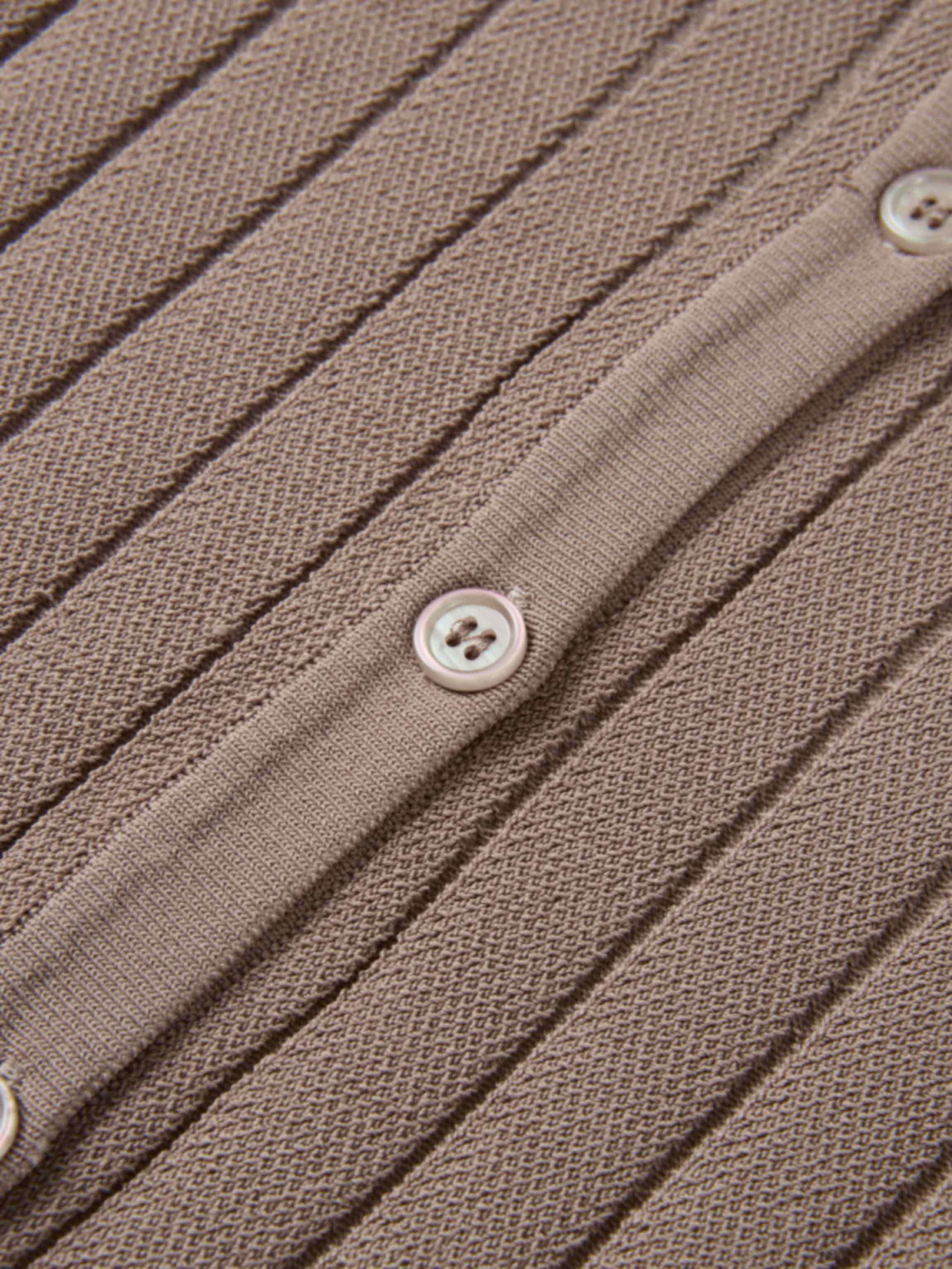Silk Knit Ribbed Cardigan 20"- Warm Taupe