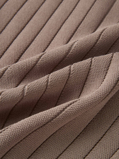Silk Knit Ribbed Cardigan 20"- Warm Taupe