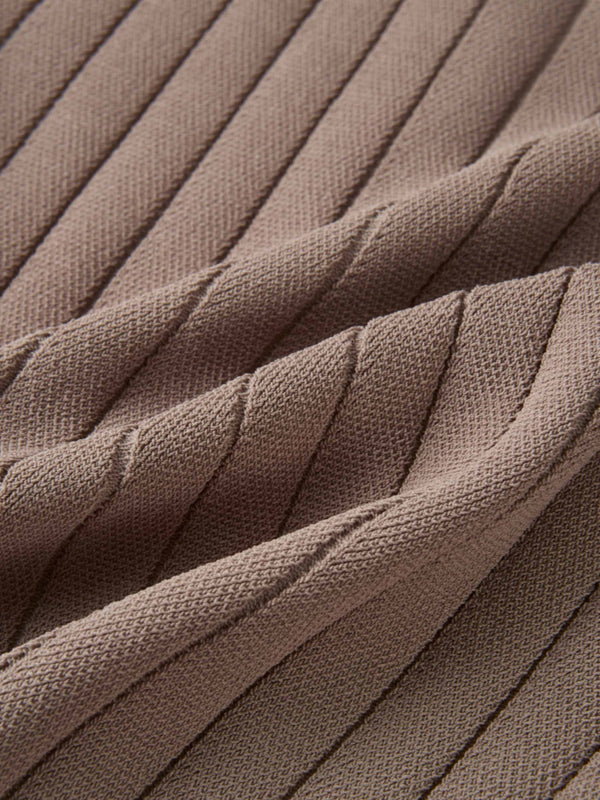 Silk Knit Ribbed Cardigan 20"- Warm Taupe