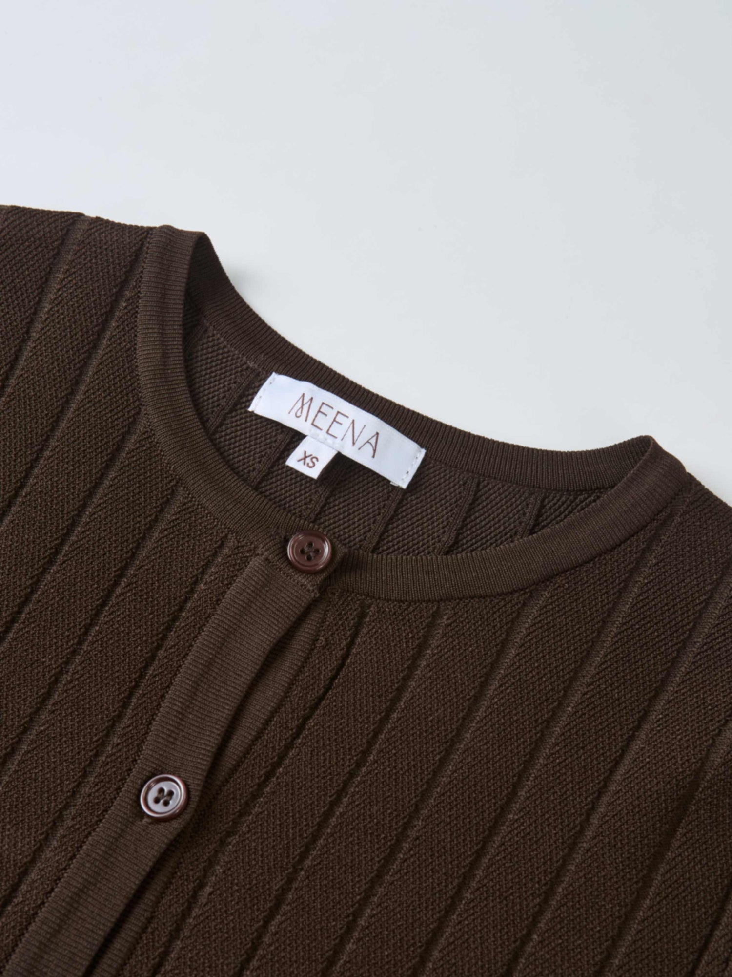 Silk Knit Ribbed Cardigan 20"- Brown
