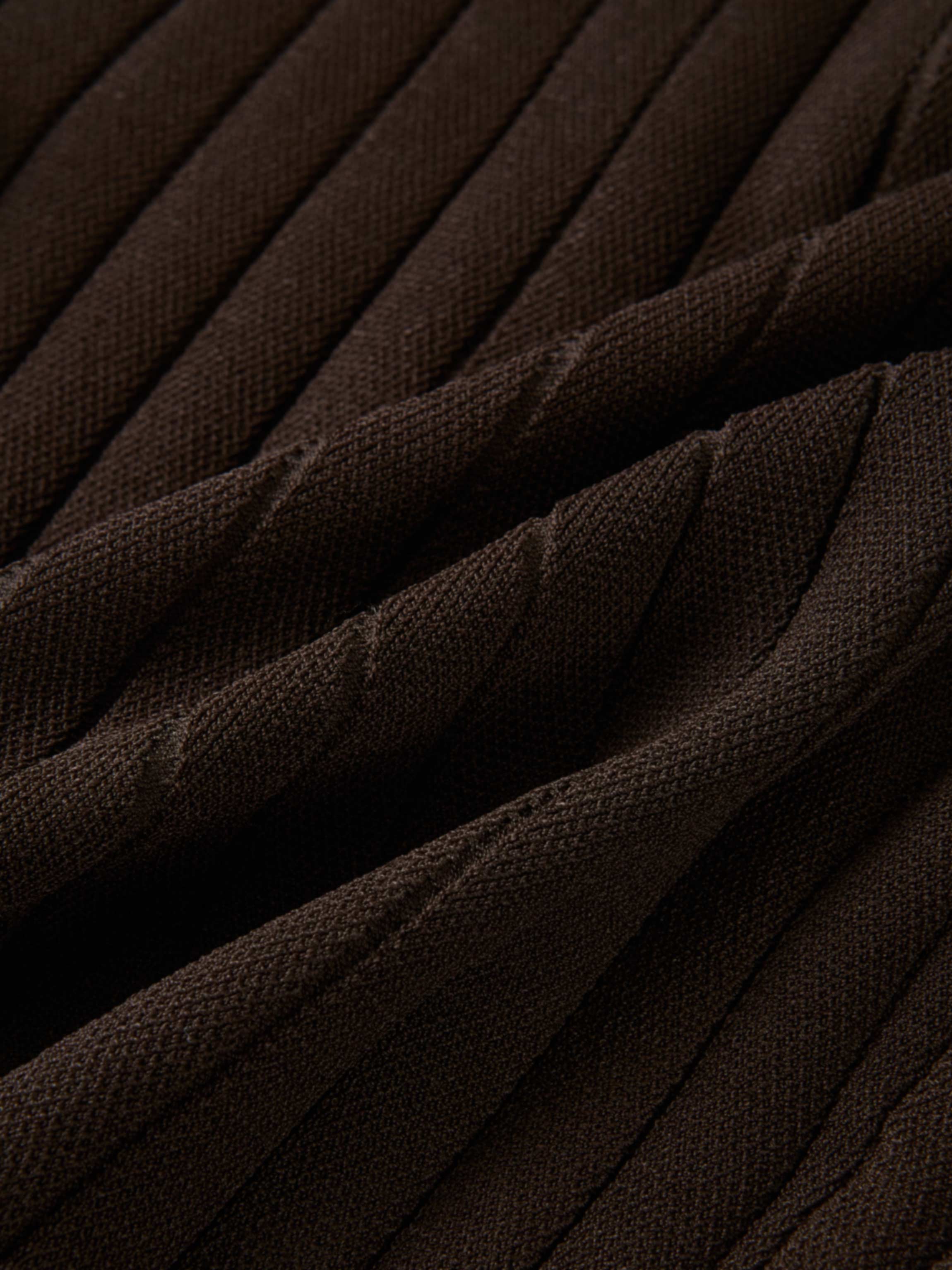 Silk Knit Ribbed Cardigan 20"- Brown