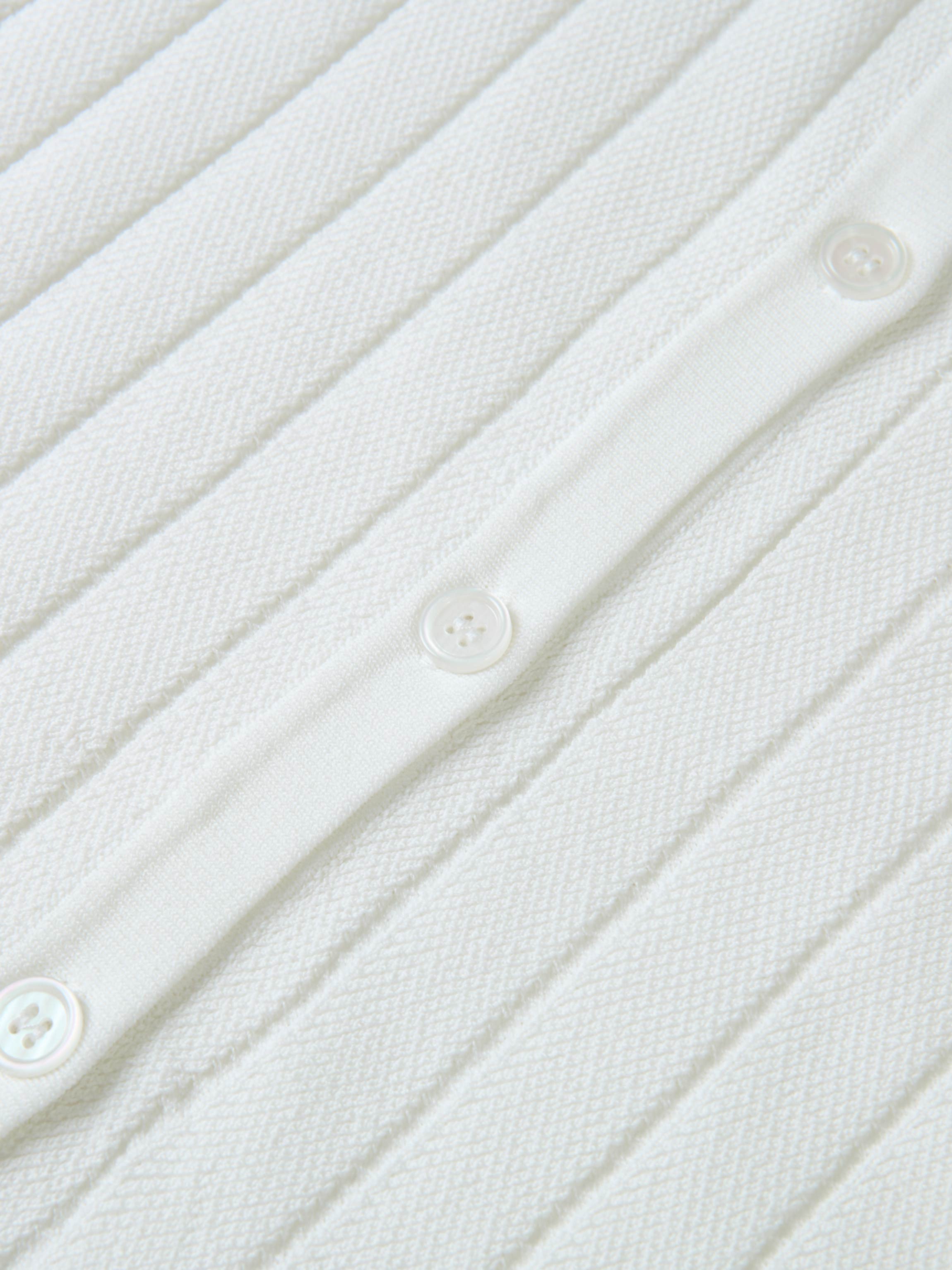 Silk Knit Ribbed Cardigan 20"- Cream