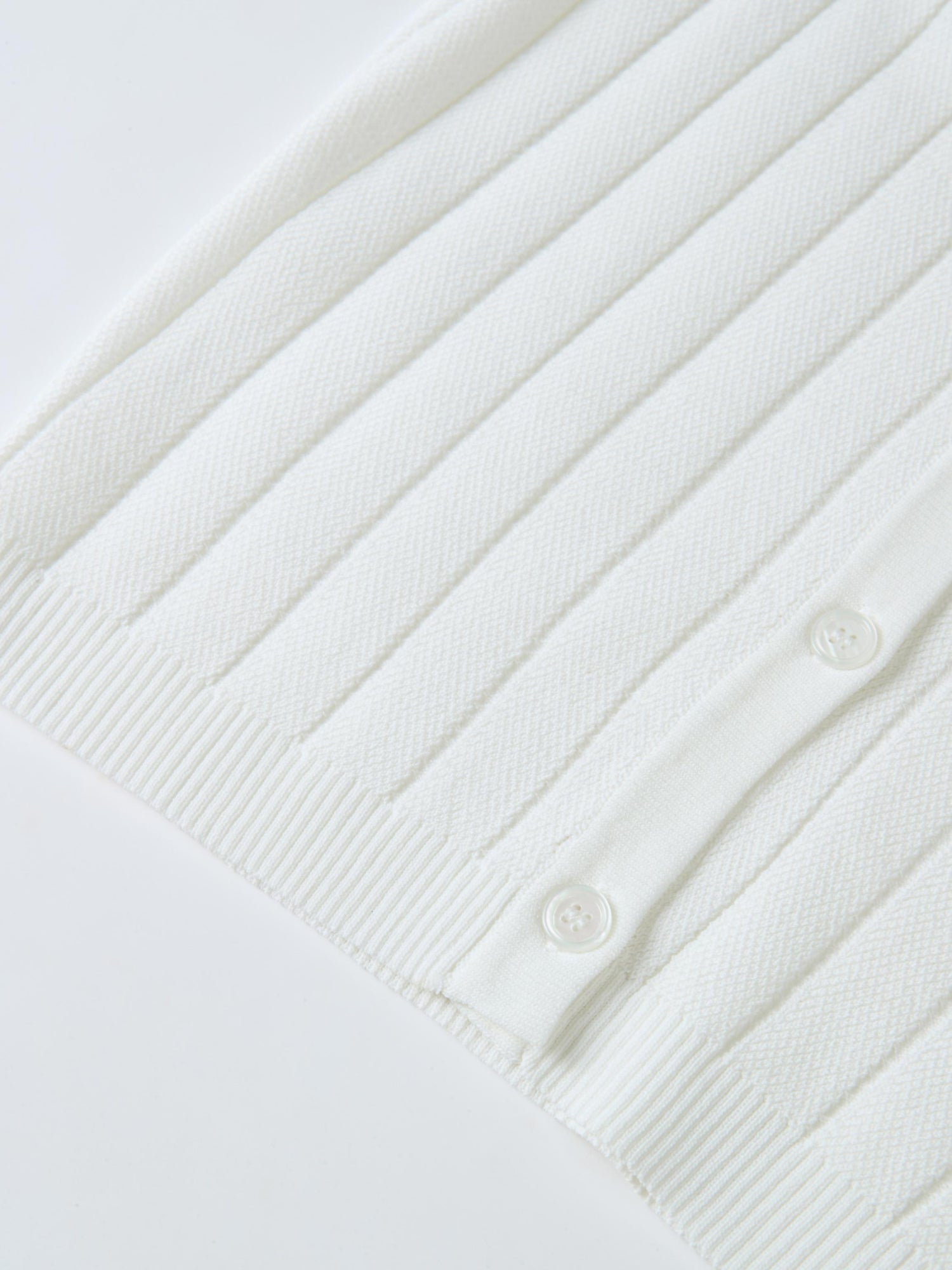 Silk Knit Ribbed Cardigan 20"- Cream
