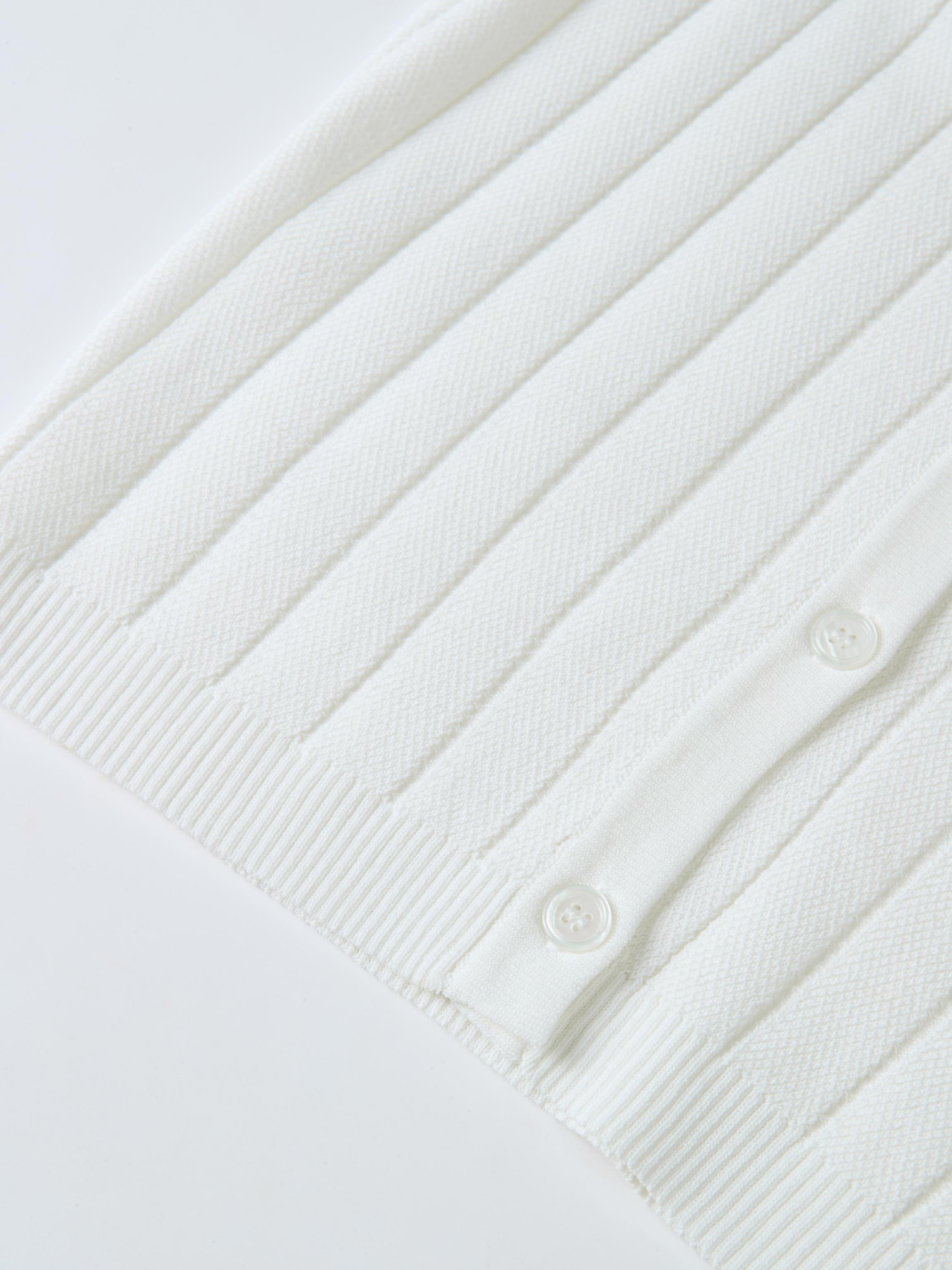 Silk Knit Ribbed Cardigan 20"- Cream